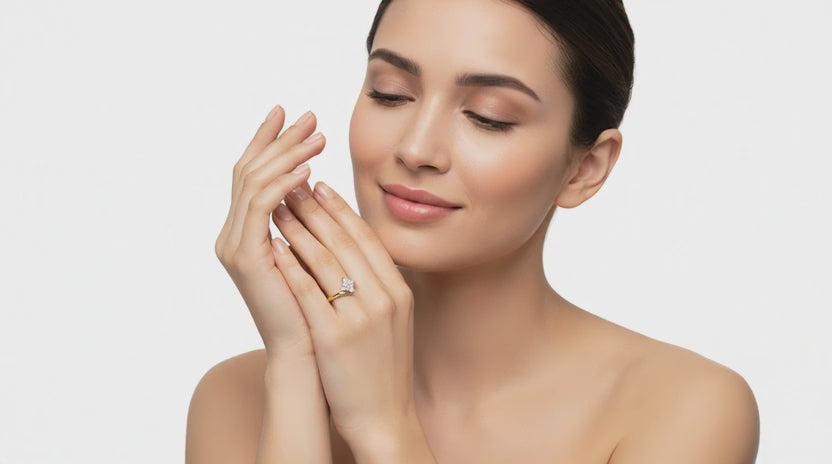 Load video: 0.09 Ct Round Shape Diamond Cluster Ring | 14K Yellow Gold