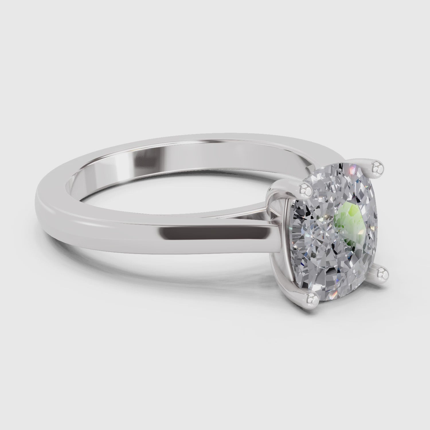 2 Ct Cushion Shape Solitaire Diamond Ring| 14K White Gold