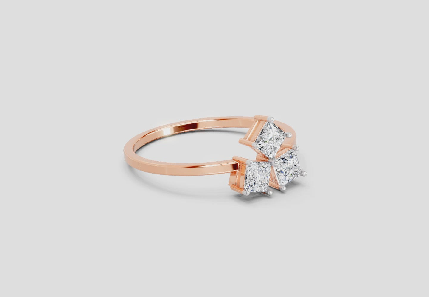 0.45 Carat Princess Shape Diamond Ring | 14K Rose Gold
