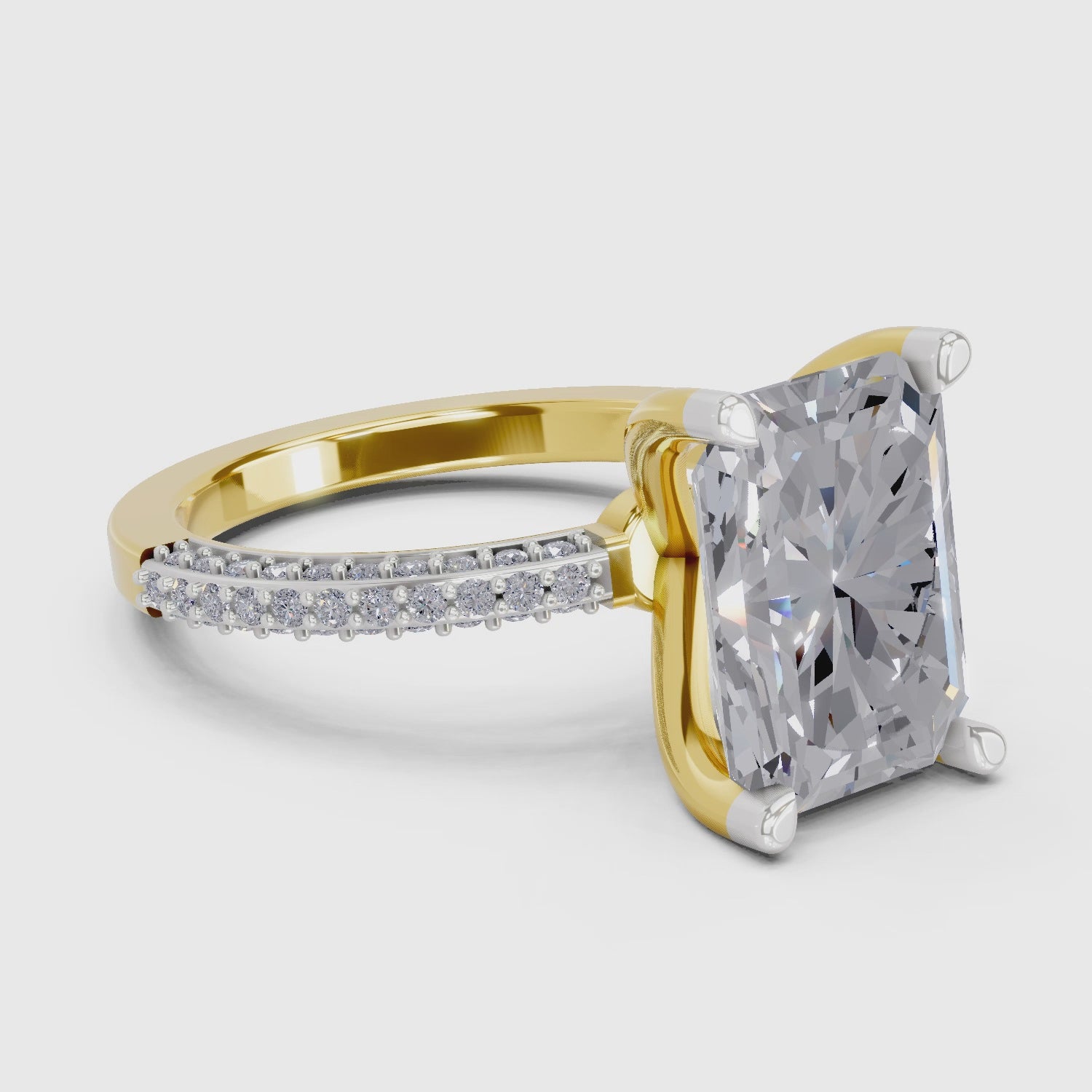 Load video: 5.37 Ct Emerald Shape Solitaire Diamond Ring| 14K Yellow Gold