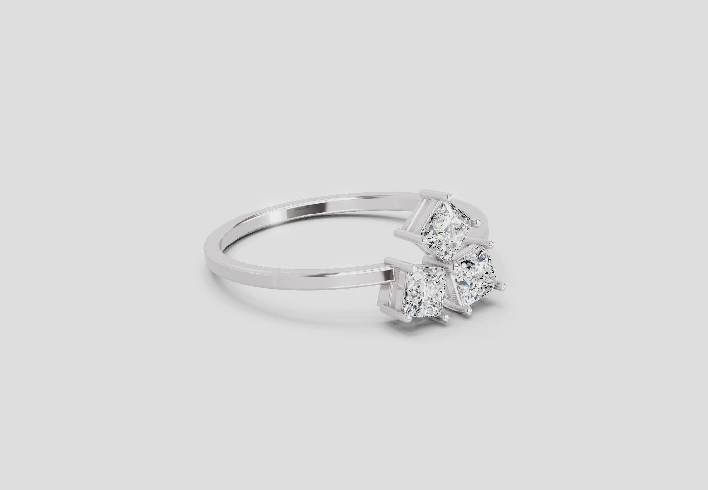 0.45 Carat Princess Shape Diamond Ring | 14K White Gold
