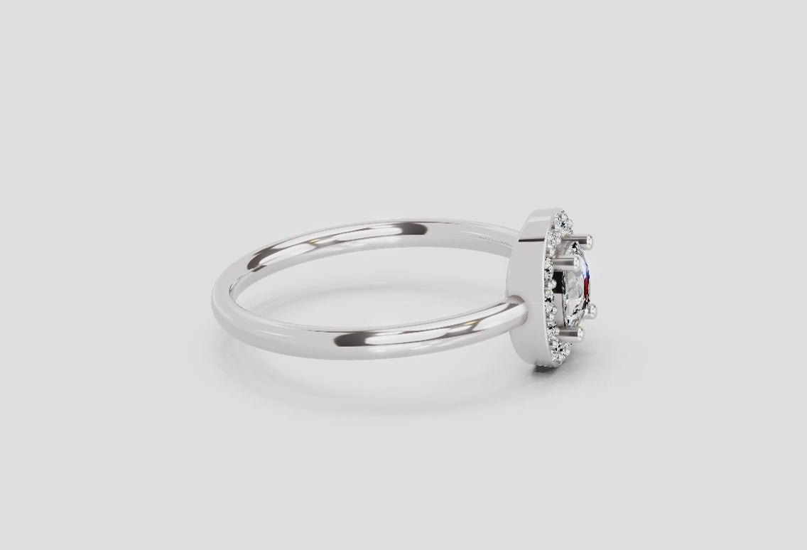 0.70 Cushion Shape Center Diamond Halo Ring | 14K White Gold