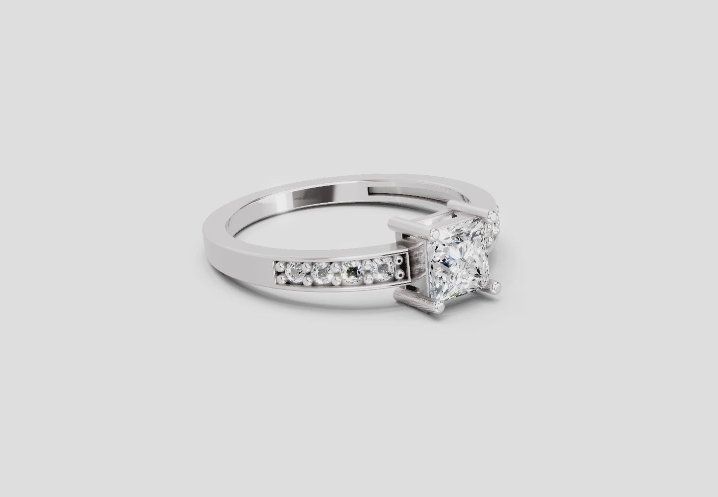 0.94 Ct Princess Solitaire Ring | 14K White Gold