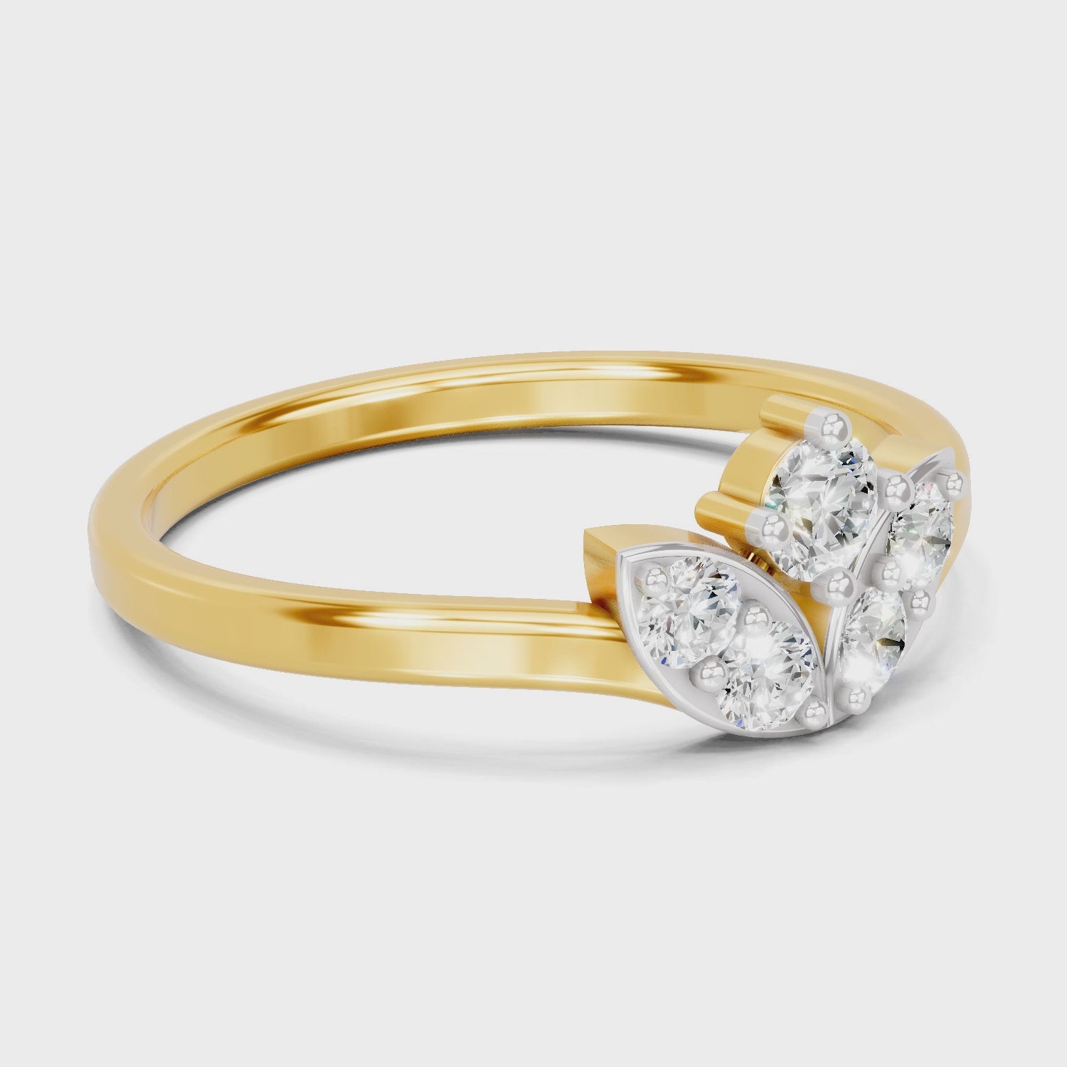 Load video: 0.3 Carat  | 925 Sterling Silver Gold Plated Floral Ring