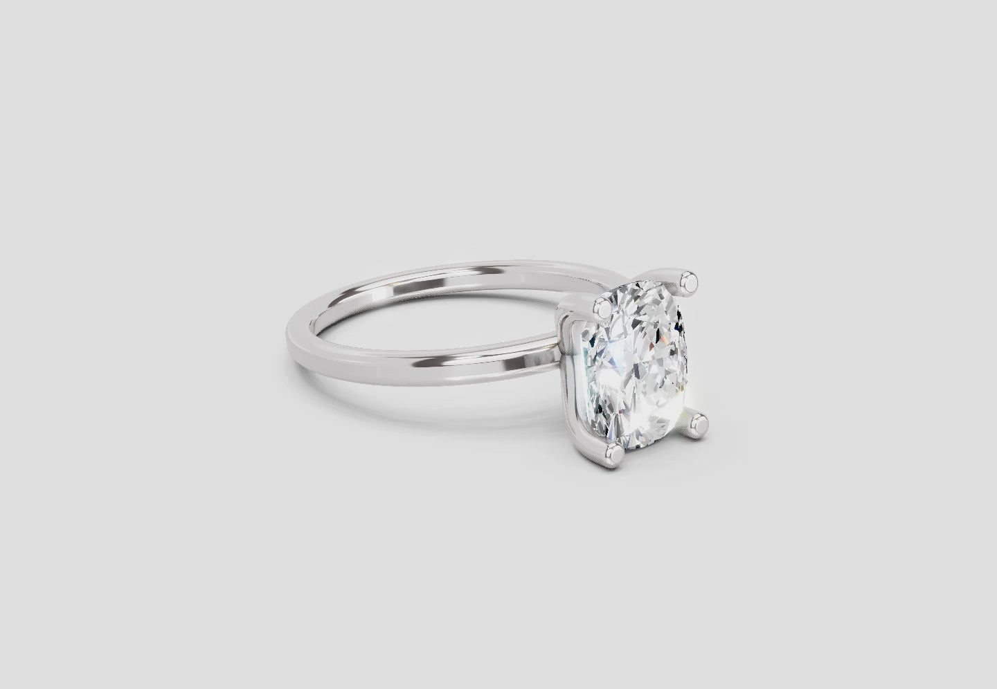 2.13 Carat Cushion Shape Solitaire Diamond Ring | 14K White Gold
