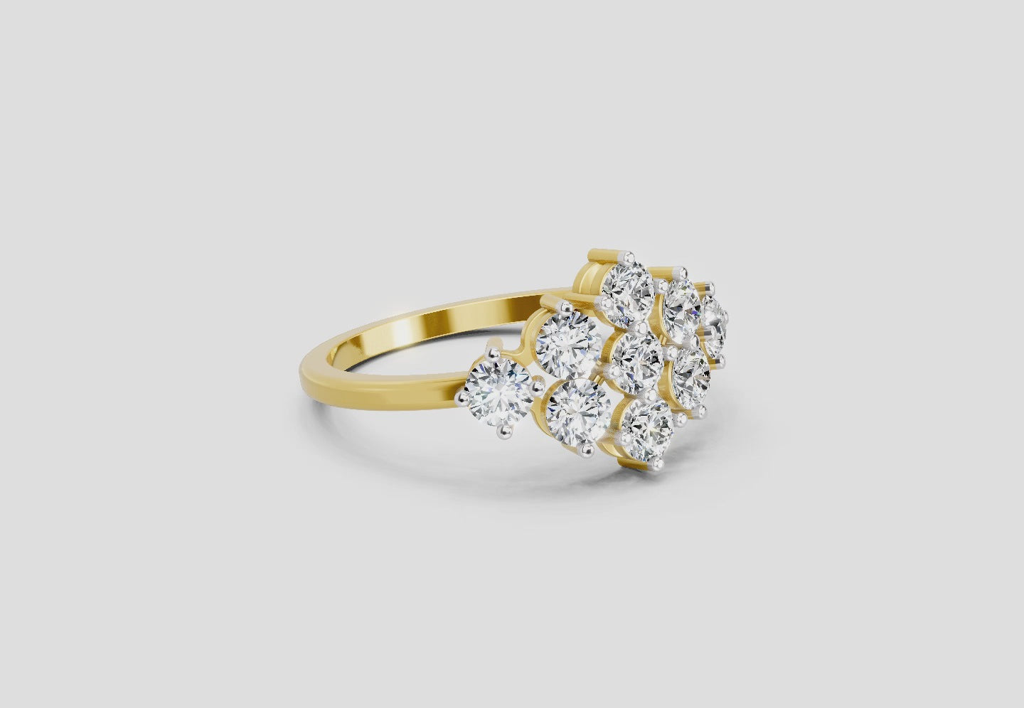 Load video: 0.77 Carat Round Shape Cluster Diamond Ring | 14K Yellow Gold