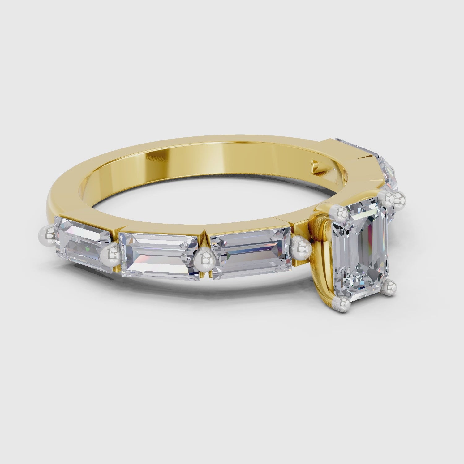 1.4 Ct Emerald Shape Solitaire Diamond Ring| 14K Yellow Gold