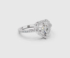 0.84 Ct Round Halo Heart Ring | 14K White Gold