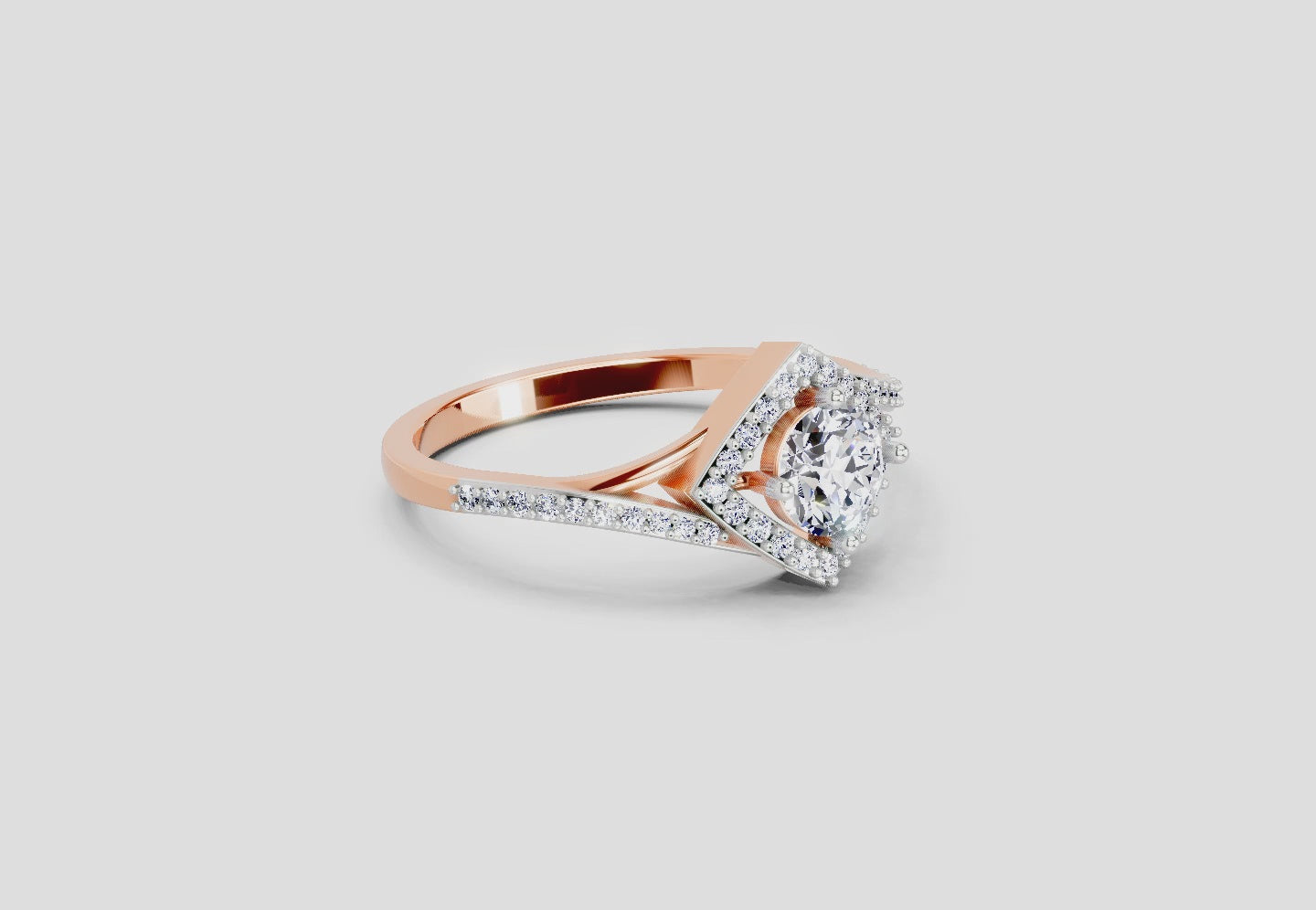 Load video: 0.67 Ct Round Shape Diamond Engagement Ring | 14K Rose Gold