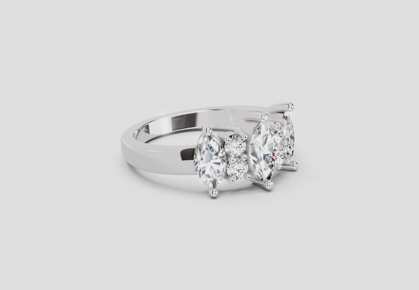 1.08 Ct Marquise Three-Stone Ring | 14K White Gold