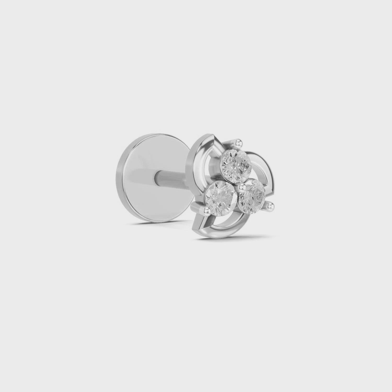 0.06 Ct Floral Stud Round Shape Nose pin | 14K Yellow Gold