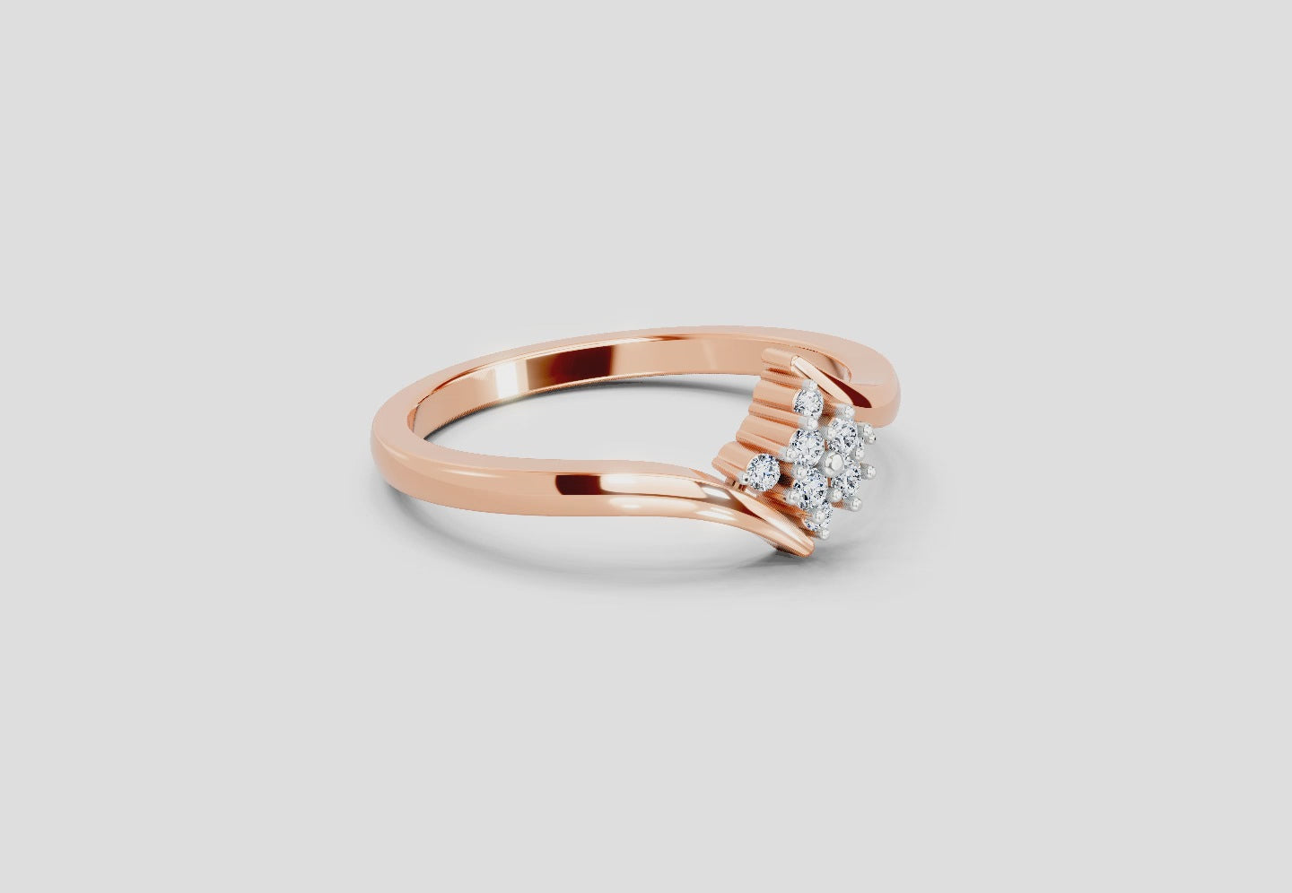 Load video: 0.09 Ct Round Shape Diamond Cluster Ring | 14K Rose Gold