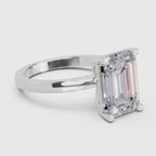 5 Ct Emerald Shape Solitaire Diamond Ring| 14K White Gold