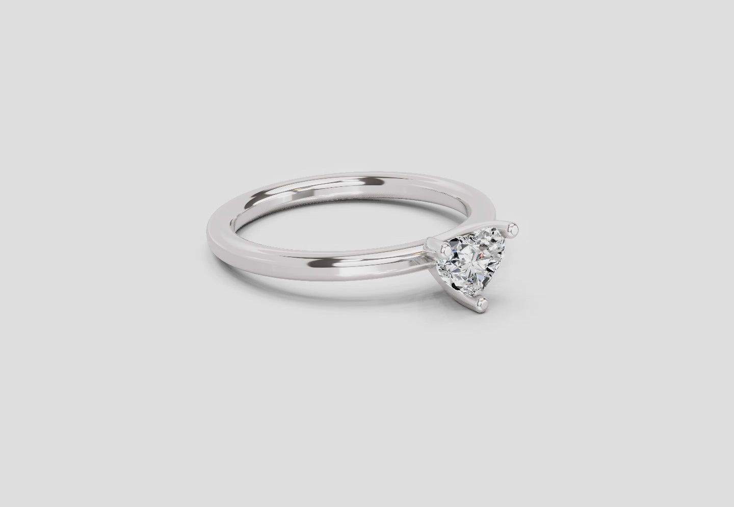 0.23 Ct Heart Solitaire Ring | 14K White Gold