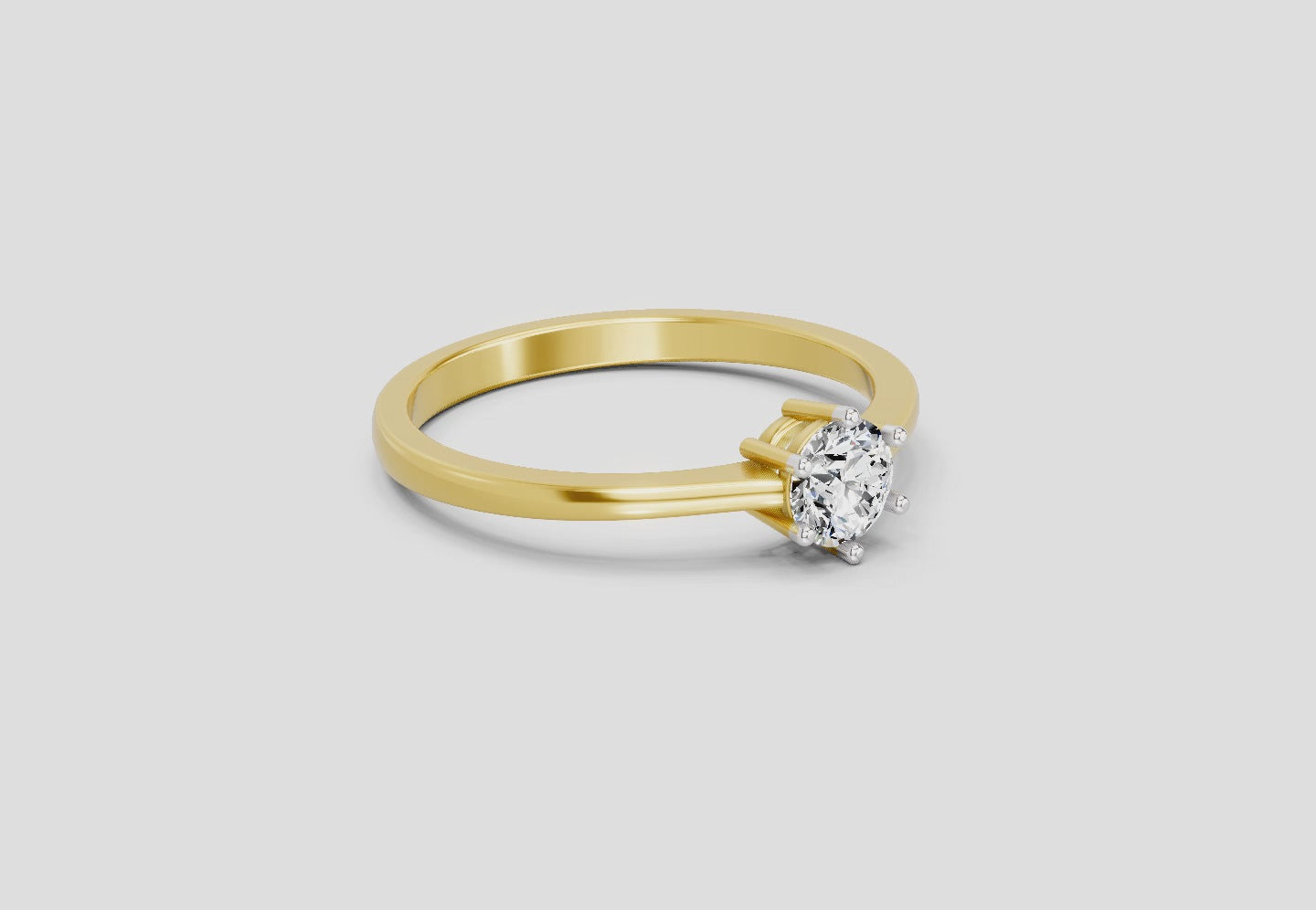 0.5 Ct Round Solitaire Ring | 14K Yellow Gold