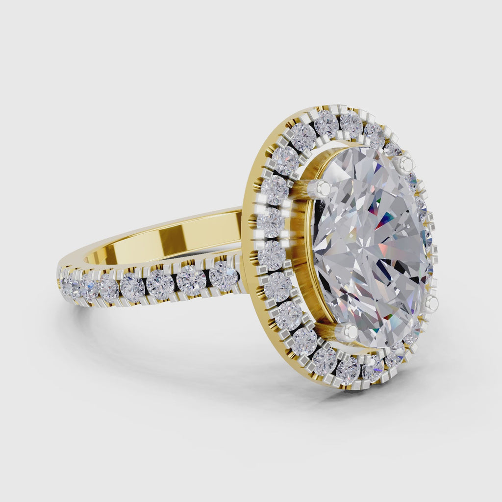 3.39 Carat Classic Oval Shape Halo Engagement Ring | 14K Yellow Gold