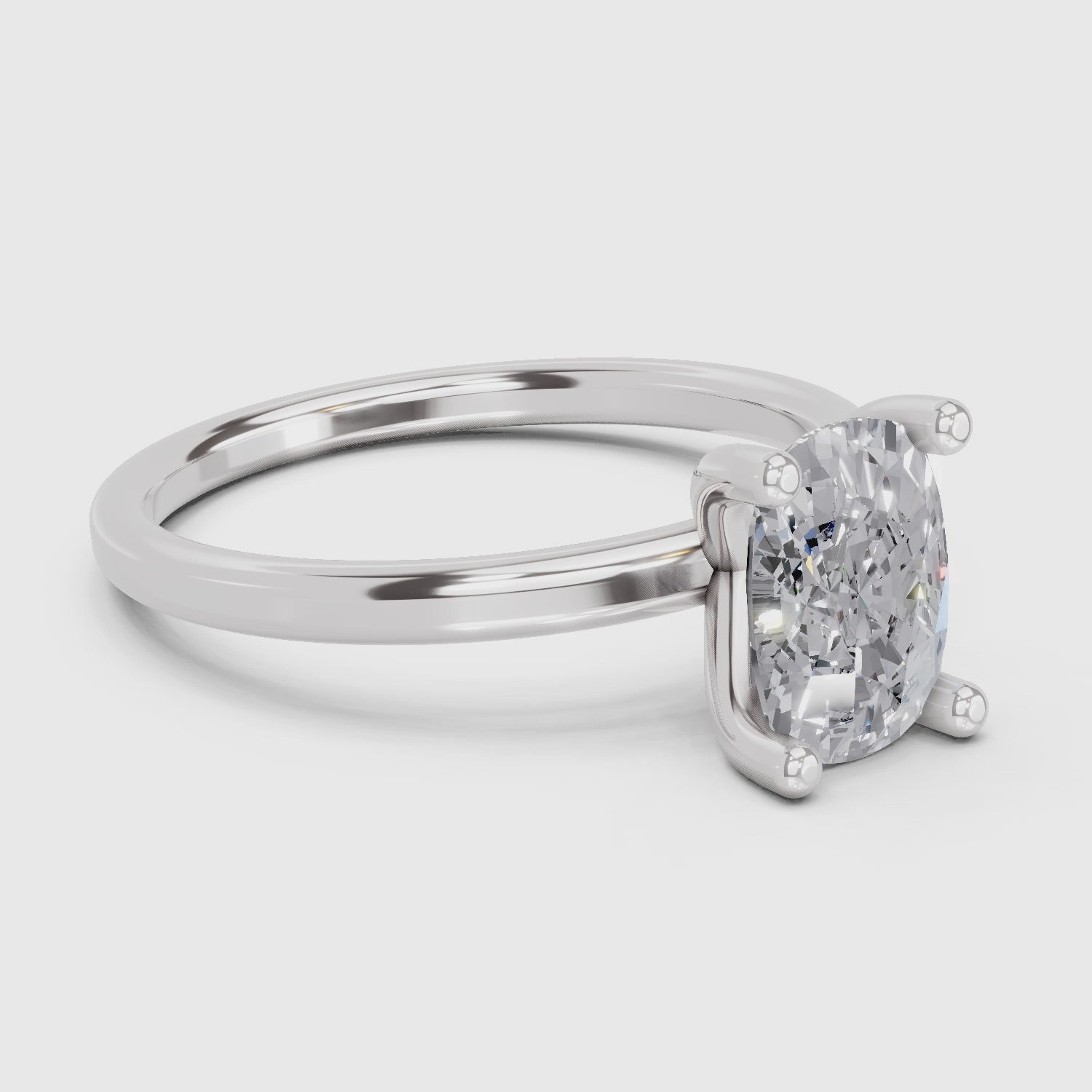 1.38 Carat Cushion Shape Solitaire Diamond Engagement Ring | 14K White Gold