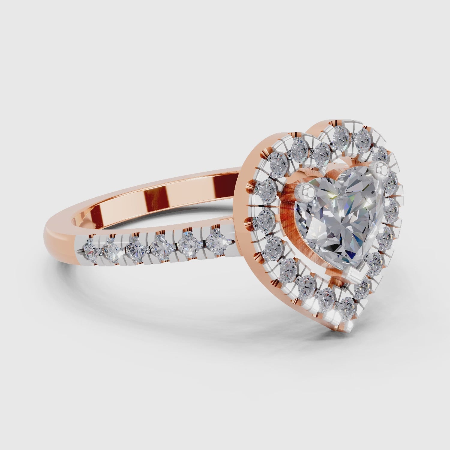 1.54 Carat Heart Shape Halo Engagement Ring | 14K Rose Gold