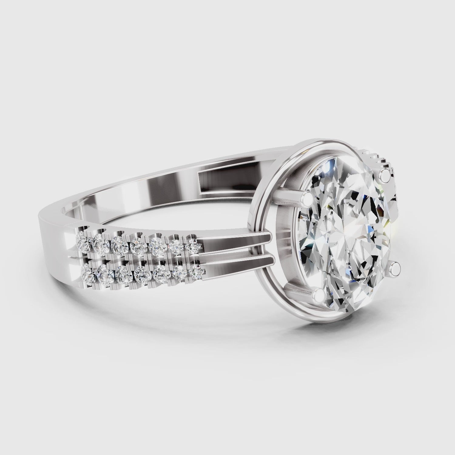 1.39 Carat Celeste Oval Promise  Engagement Ring | 14K White Gold