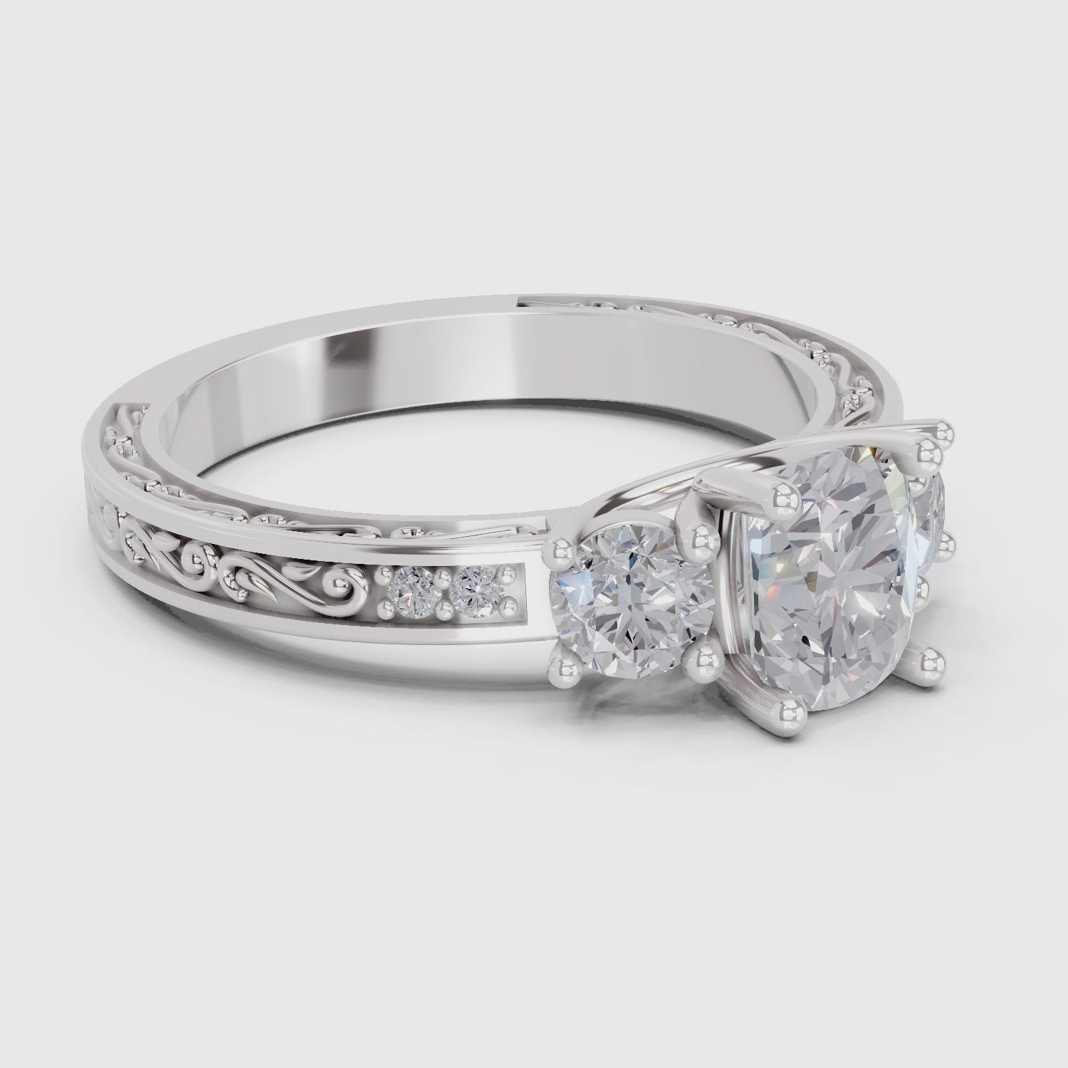 1.46 Ct Cushion Shape Solitaire Diamond Ring| 14K White Gold