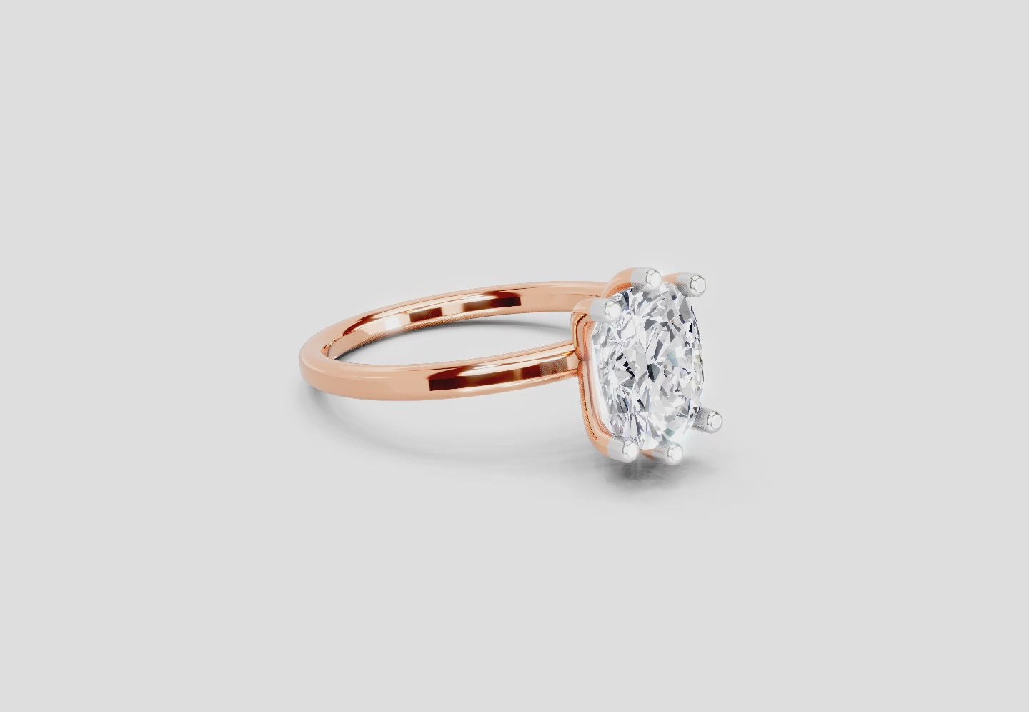 2.06 Carat Cushion Shape Solitaire Diamond Ring | 14K Rose Gold
