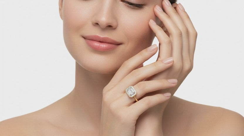 0.68 Carat Emerald Cut Engagement Ring | 14K Yellow Gold