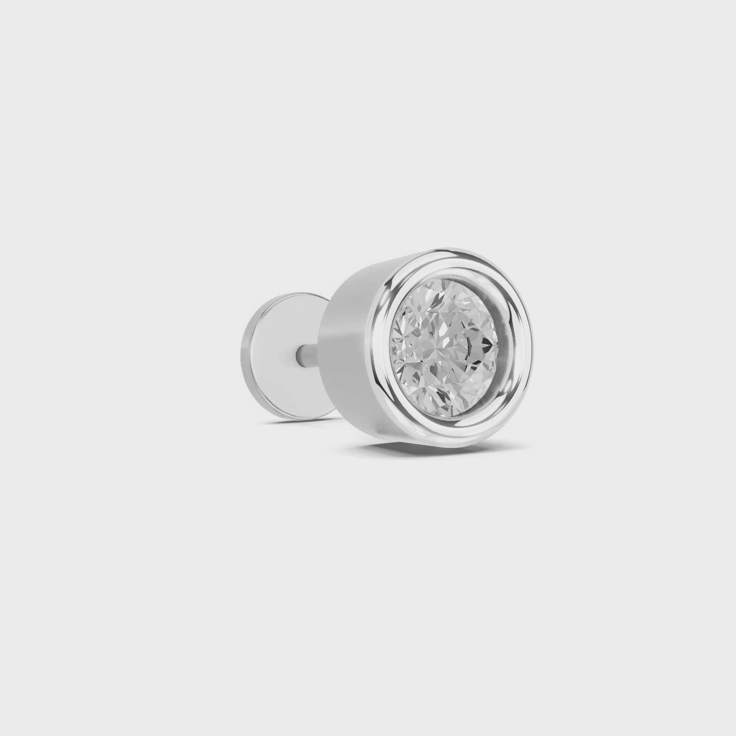 Load video: 0.50 Carat Round Shape Bezel Solitaire Diamond Nose Pin | 14K Yellow Gold -Screw