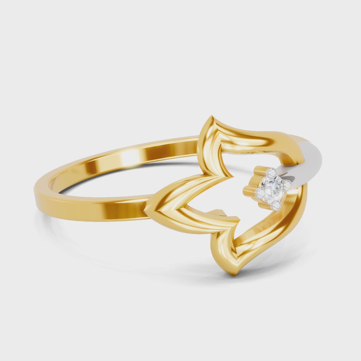 Load video: 0.02 Carat  | 925 Sterling Silver Gold Plated Lotus Fashion Ring