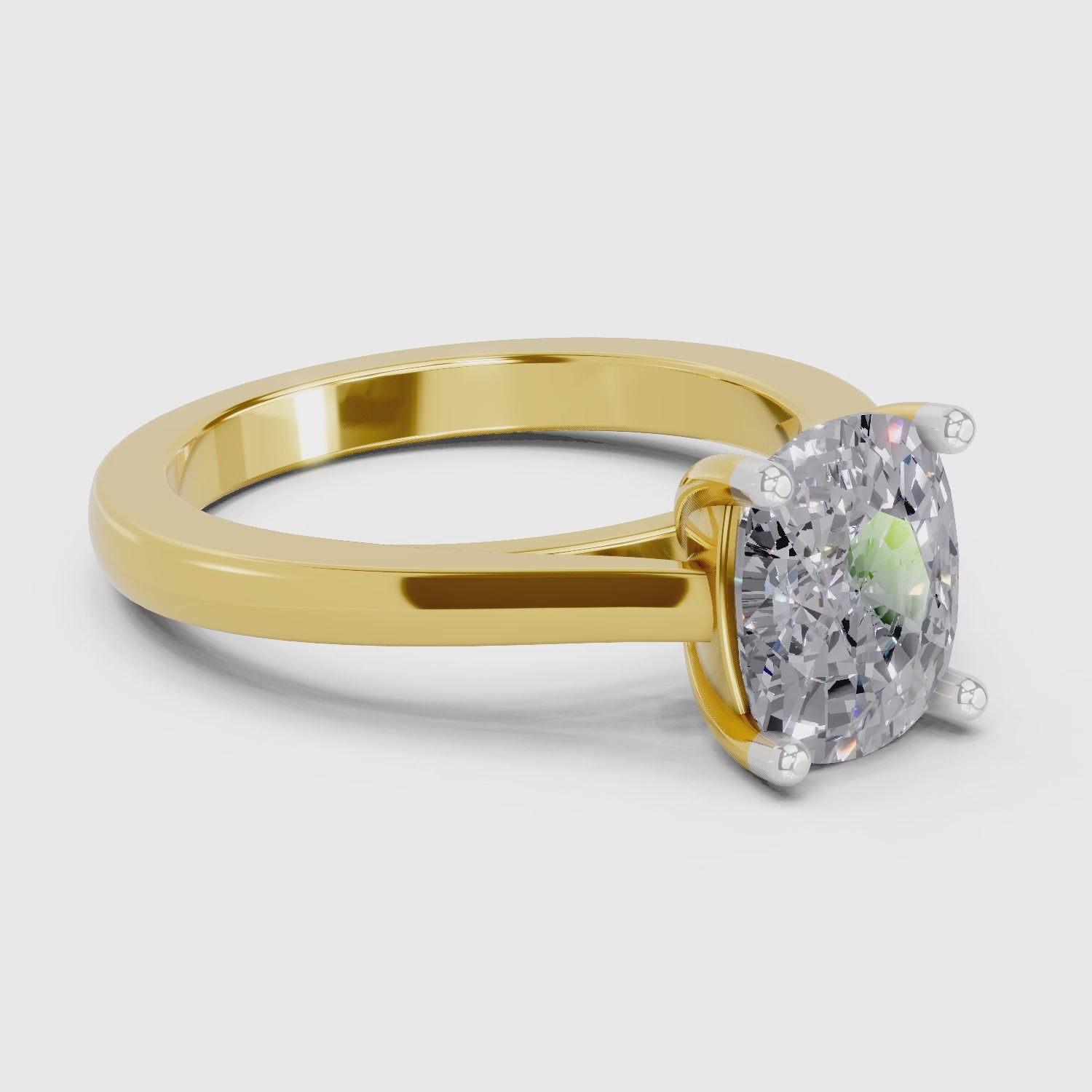 3 Ct Cushion Shape Solitaire Diamond Ring| 14K Yellow Gold