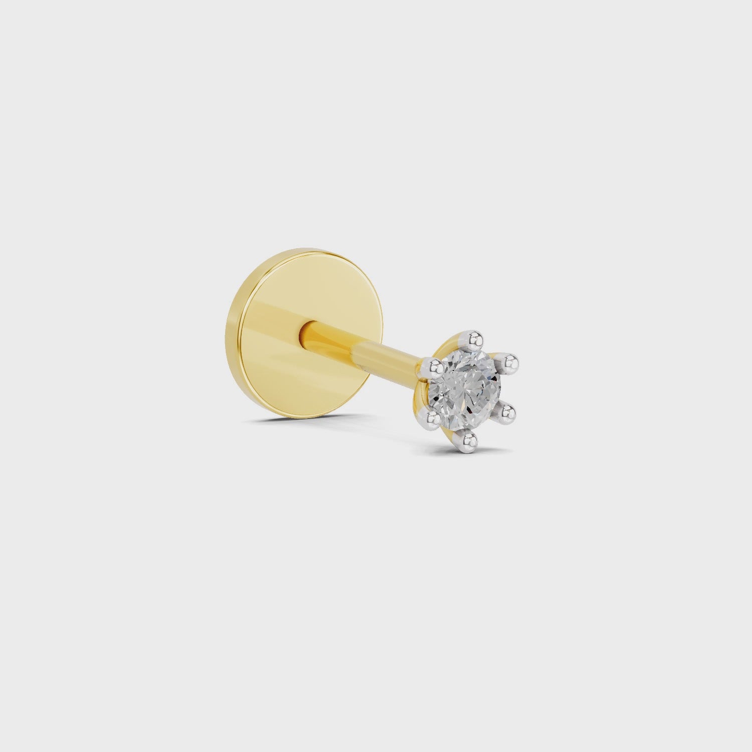 0.05 Ct Solitaire Round Shape Nose Pin | 14K Yellow Gold