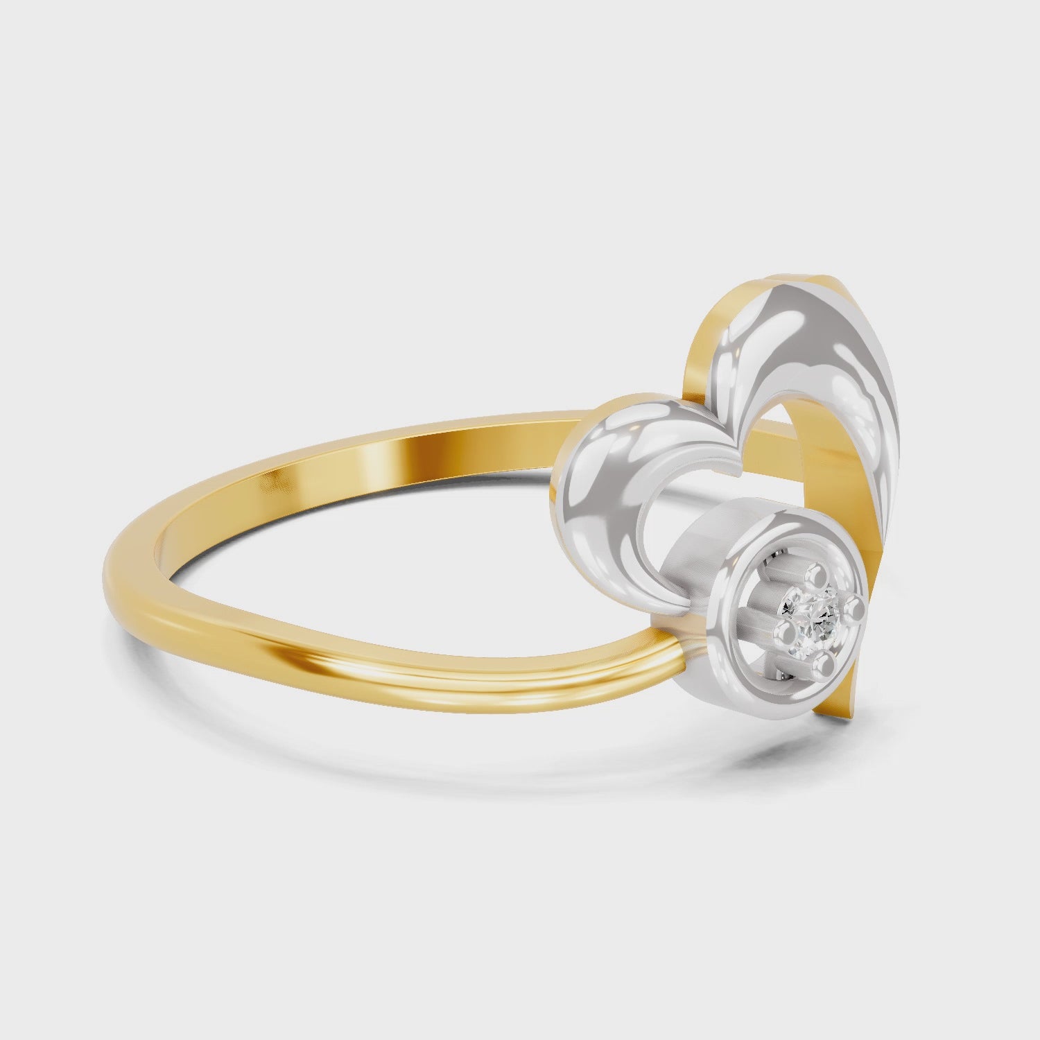 Load video: 0.02 Carat  | 925 Sterling Silver Gold Plated Heart Ring