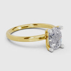 1.38 Carat Cushion Shape Solitaire Diamond Engagement Ring | 14K Yellow Gold