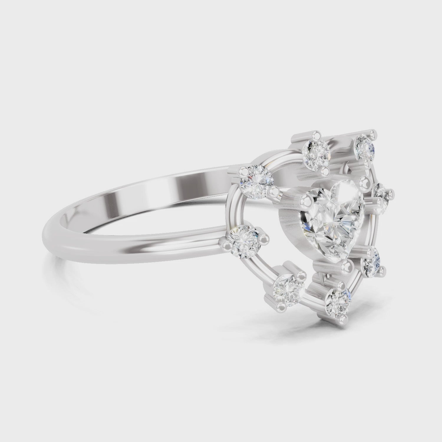 0.44 Carat Heart & Round Shape Diamond Ring | 14K White Gold