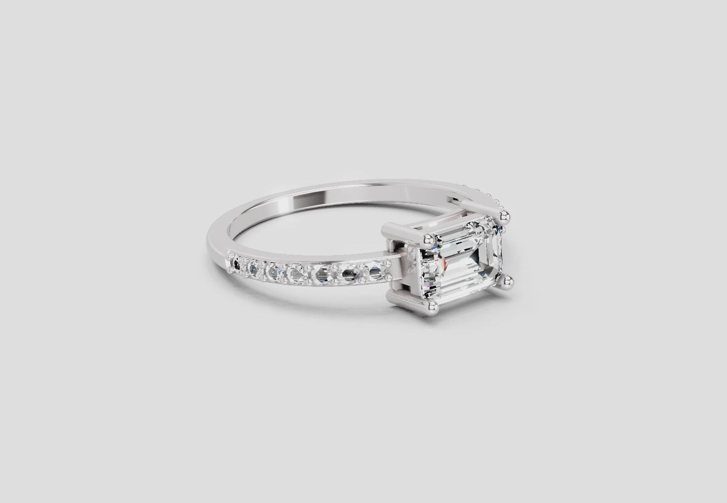 1.18 Ct Emerald Ring | 14K White Gold