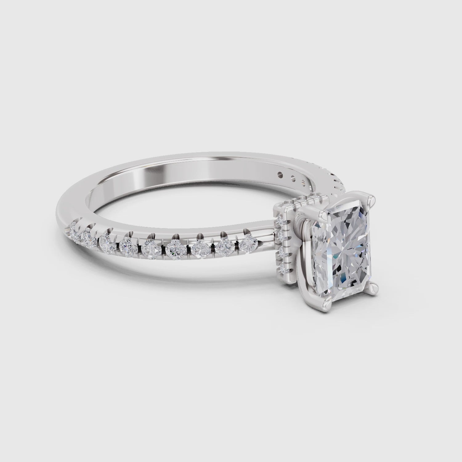 1.02 Ct Emerald Shape Solitaire Diamond Ring| 14K White Gold