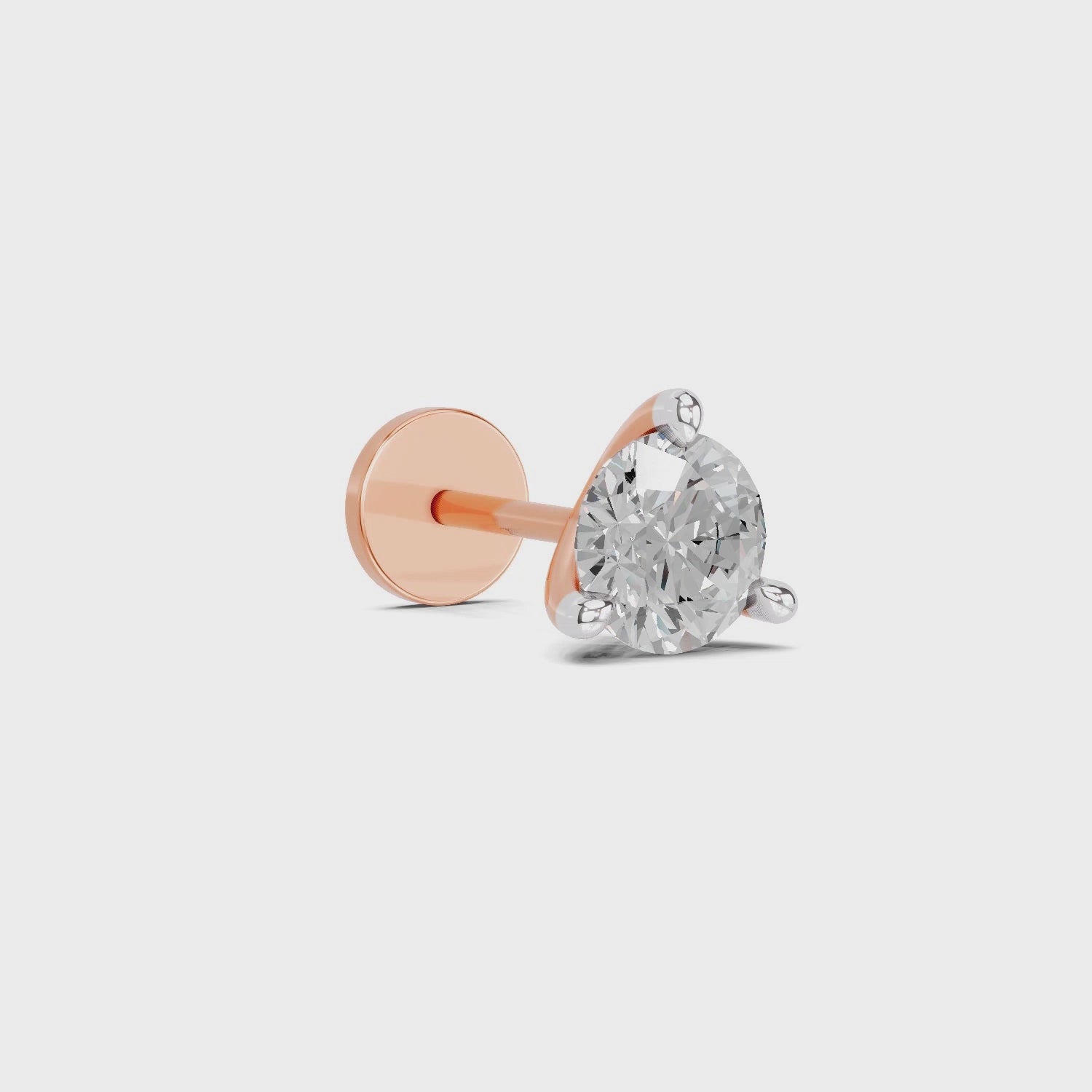 0.50 Ct Solitaire Round Shape Diamond Nose Pin | 14K Rose Gold