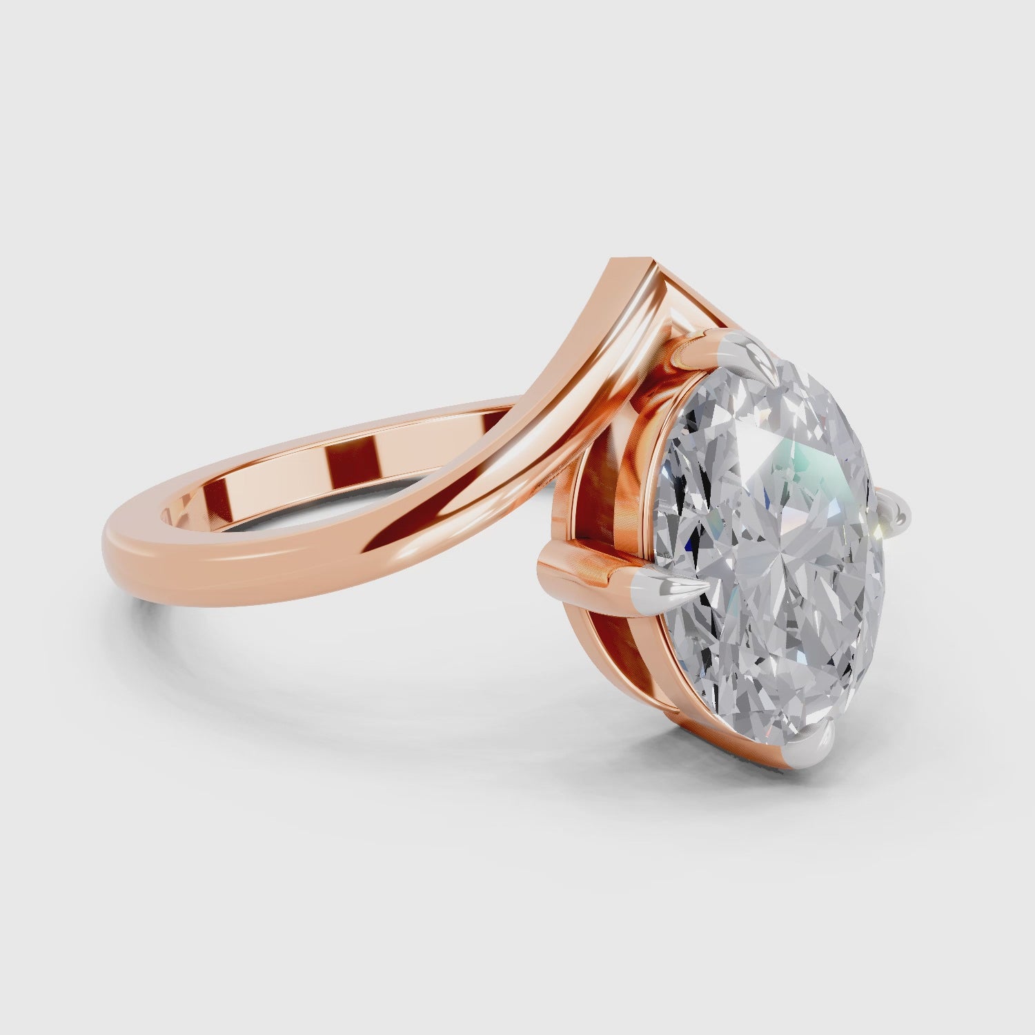2 Ct Oval Shape Solitaire Diamond Ring| 14K Rose Gold