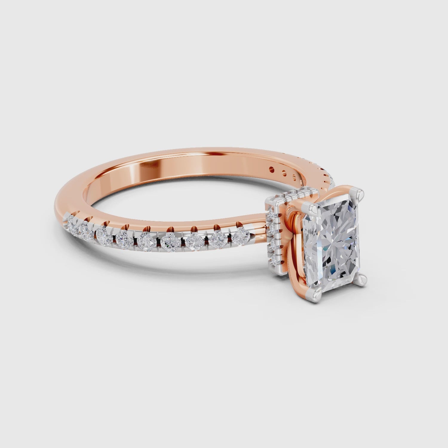 Load video: 1.02 Ct Emerald Shape Solitaire Diamond Ring| 14K Rose Gold