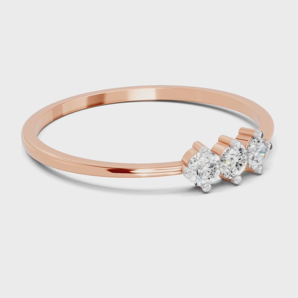 0.18 Carat Trinity Spark Diamond Engagement Ring | 14K Rose Gold