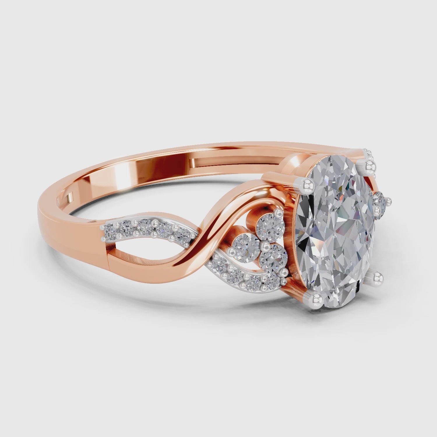 2.19 Carat Oval Shape Swirl Engagement Ring | 14K Rose Gold