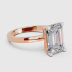 5 Ct Emerald Shape Solitaire Diamond Ring| 14K Rose Gold
