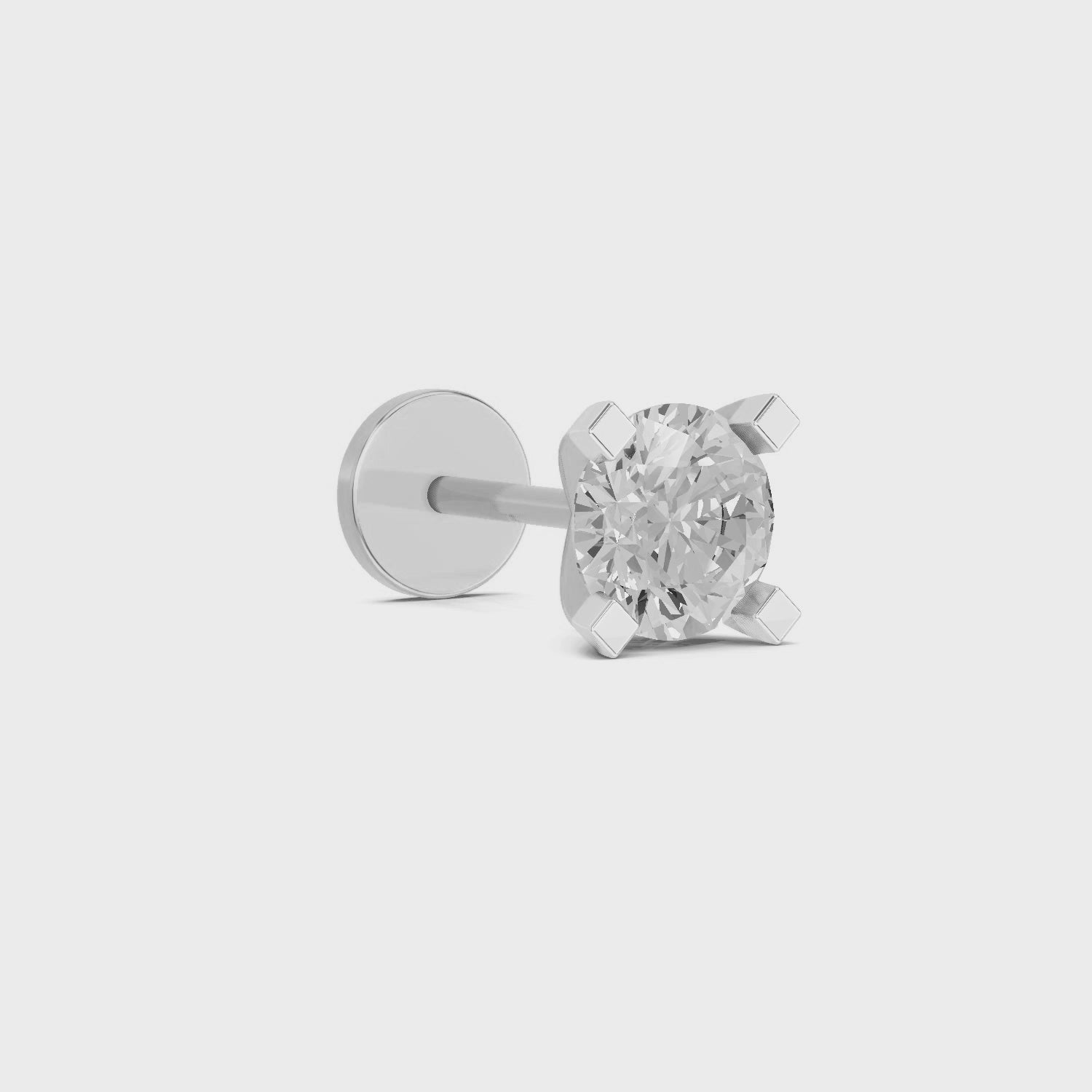 Load video: 0.50 Carat Round Shape Solitaire Diamond Nose Pin | 14K Yellow Gold -Screw