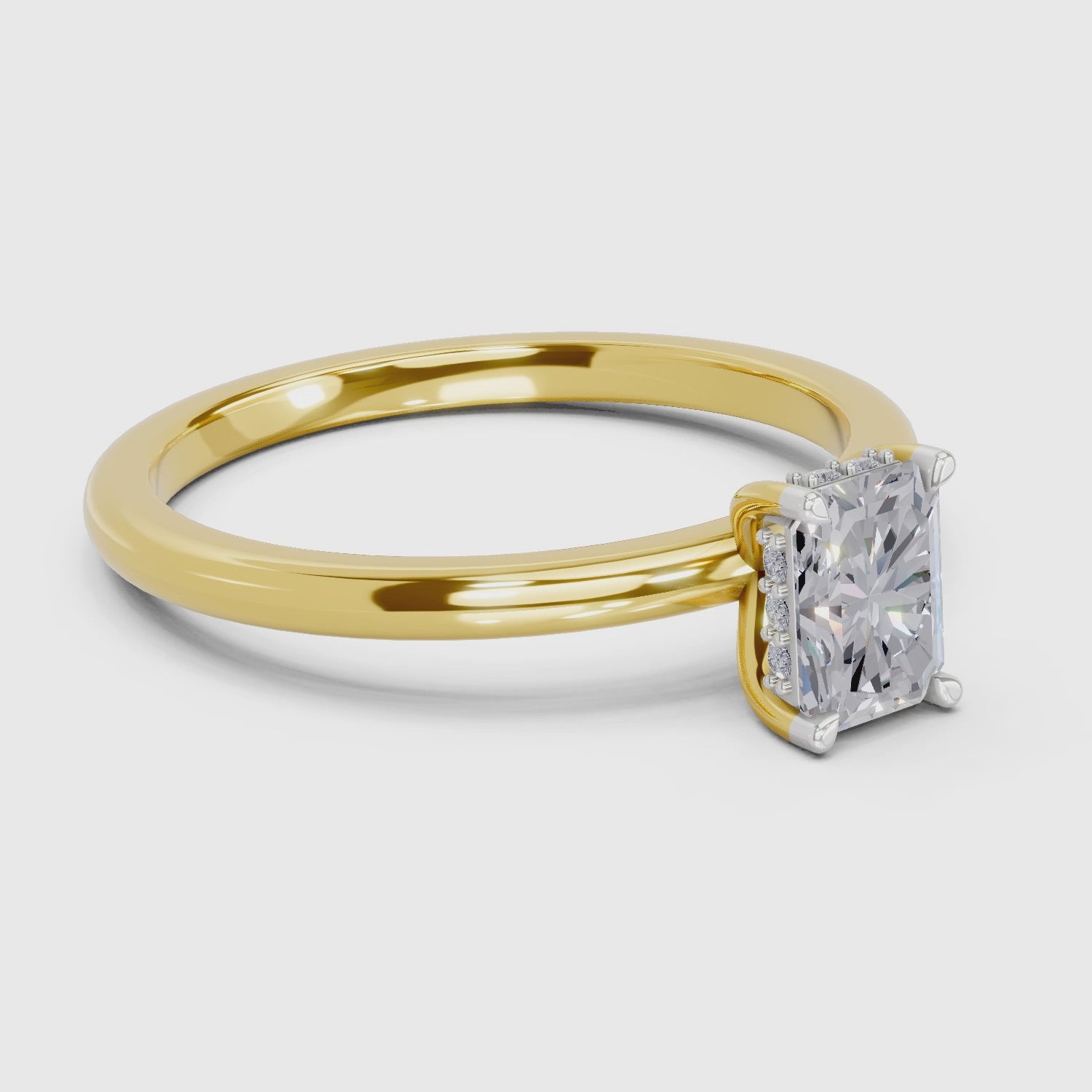 0.8 Ct Emerald Shape Solitaire Diamond Ring| 14K Yellow Gold