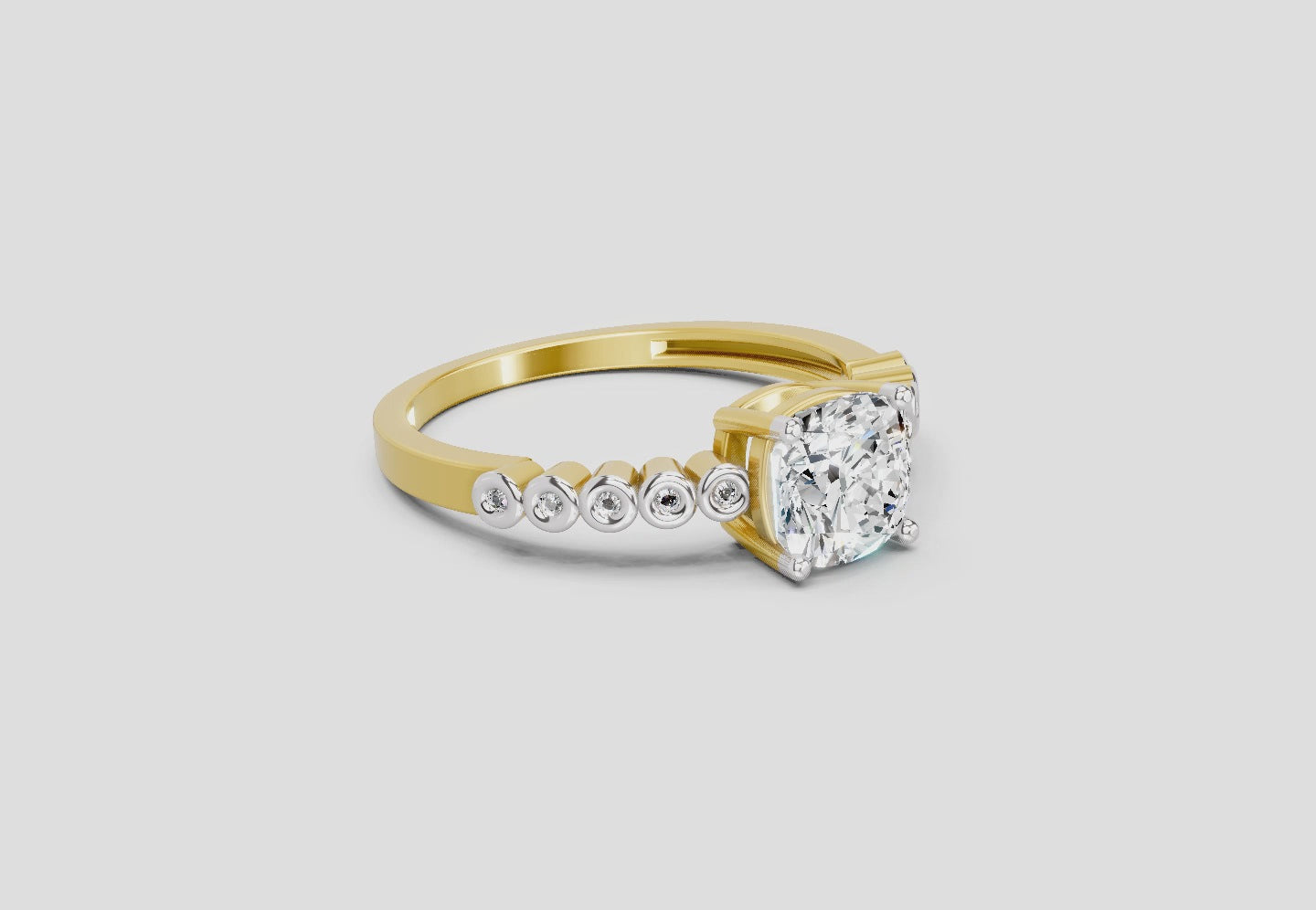 0.58 Ct Cushion Engagement Ring | 14K Yellow Gold