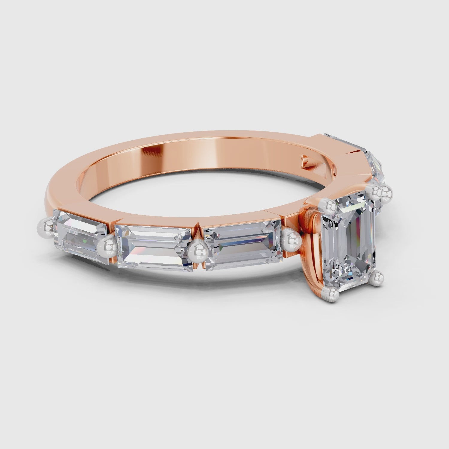 1.4 Ct Emerald Shape Solitaire Diamond Ring| 14K Rose Gold