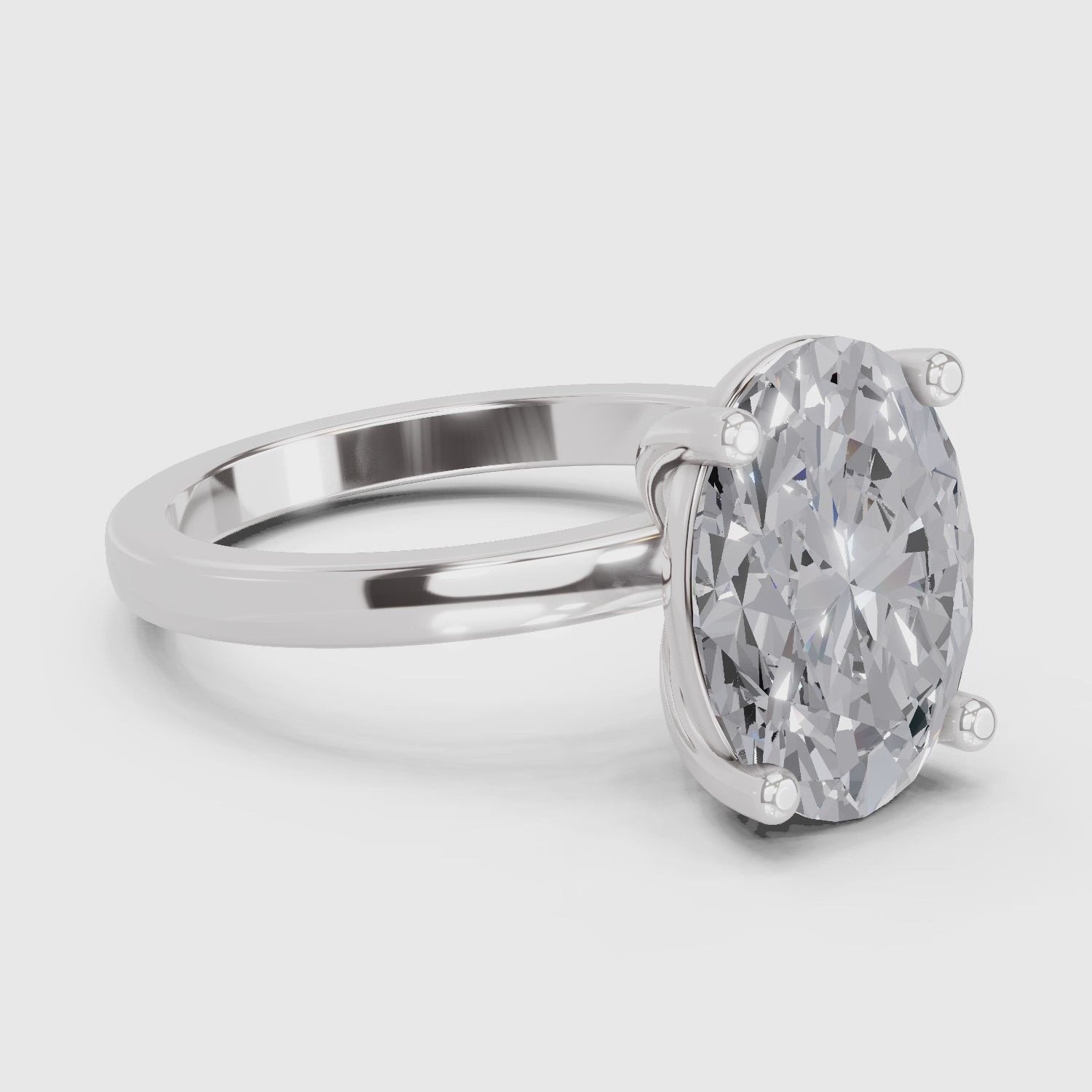 4 Ct Oval Shape Solitaire Diamond Ring| 14K White Gold