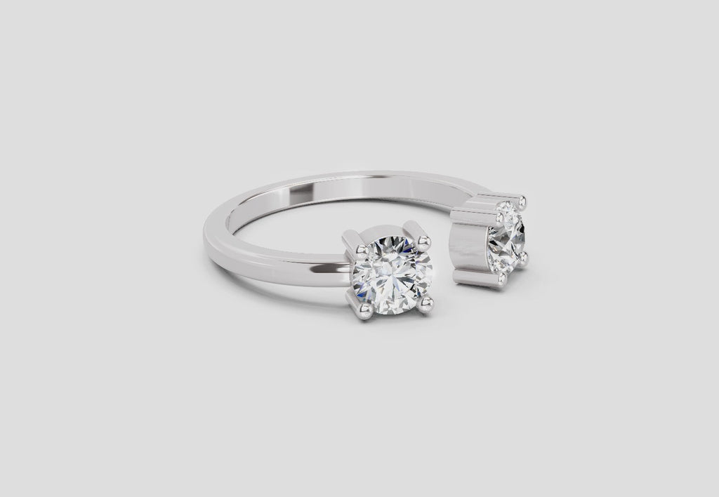 0.76 Ct Round Open Two Stone Ring | 14K White Gold