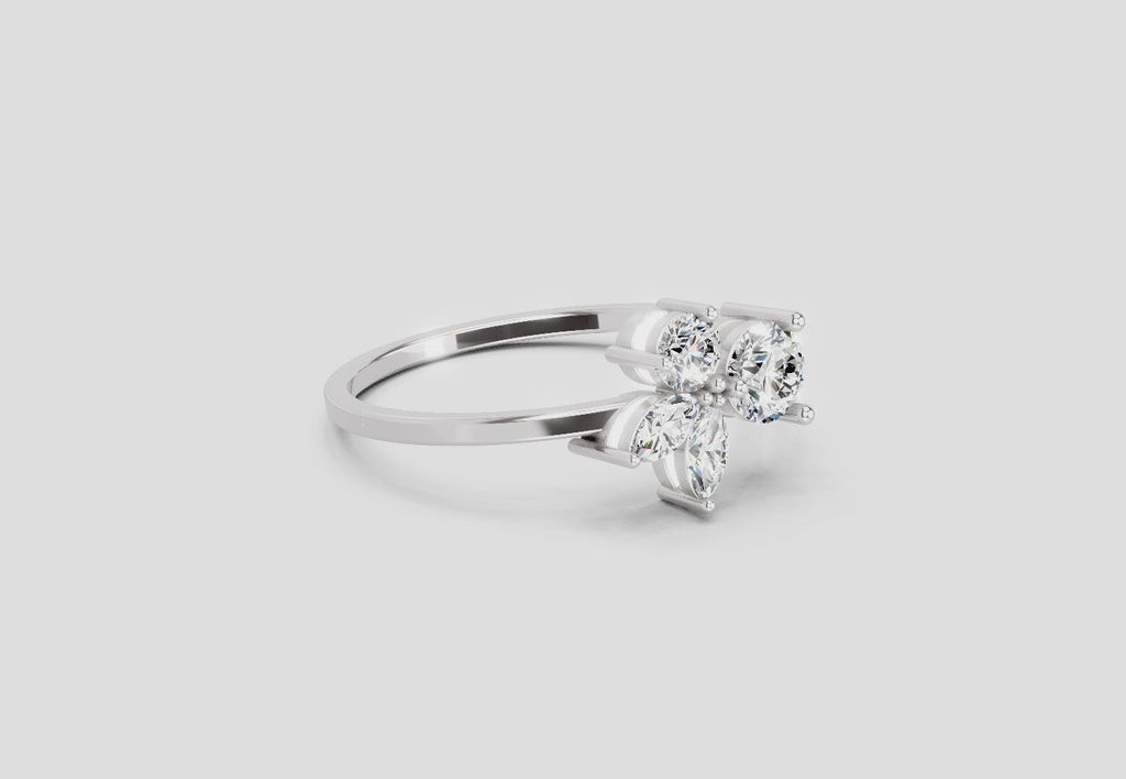 0.46 CTW Round & Marquise Diamond Cluster Ring in 14K White Gold