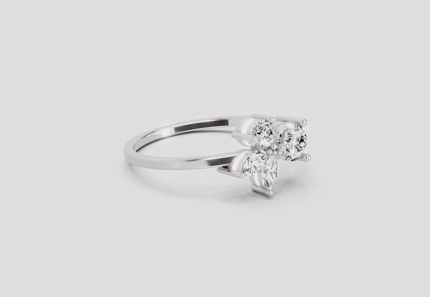 0.46 CTW Round & Marquise Diamond Cluster Ring in 14K White Gold