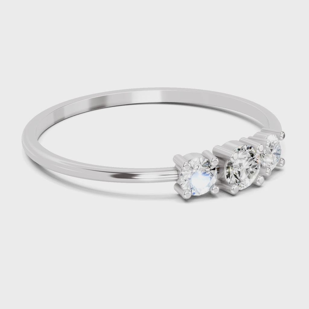 Sparkles Lab Grown Diamond 0.24 Carat Three Stone Diamond Engagement Ring | 14K White Gold